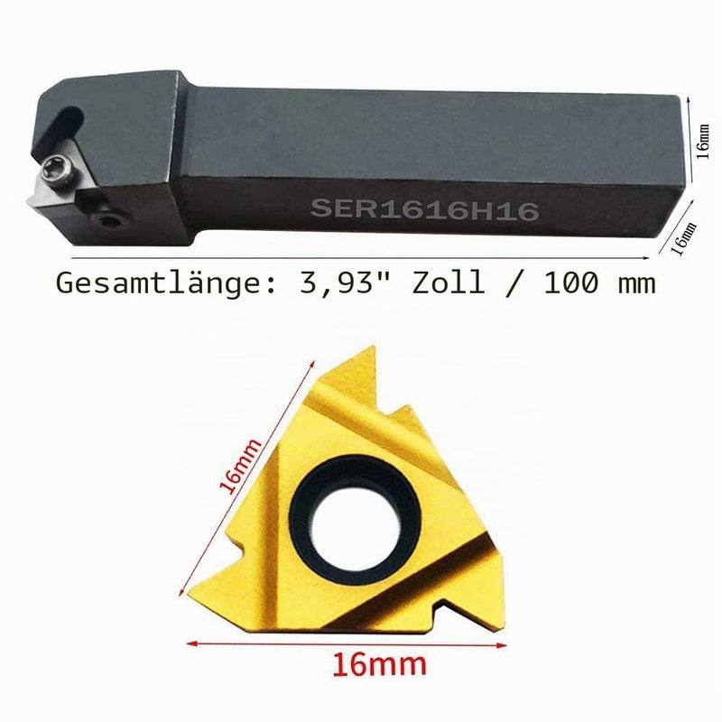 SER1616H16 5/8 Inch Thread Turning Chisel + 16ER AG60 Threading Carbide Blade | ASZLBYM CNC lathe holder carbide inserts metal lathe tool with carbide indexable inserts