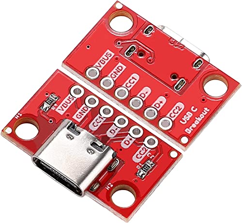 PENGLIN 5pcs USB Type C Breakout Board Serial Breakout Socket 6P | 2.54mm PCB converter board 5 x USB C