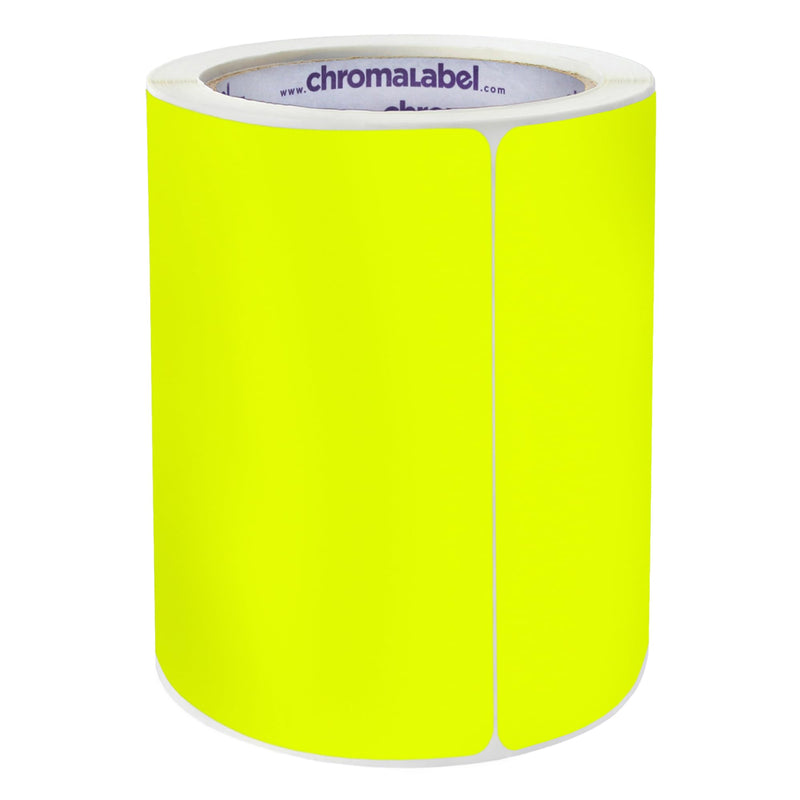 ChromaLabel 3 x 5 inch Permanent Color Code Rectangle Labels, 250 Stickers per Roll, Fluorescent Yellow