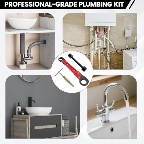 6 Pcs Plumbing Tools Kit with Angle Stop Wrench & Compression Sleeve Puller Angle Stop Wrench With 1/2-inch Compression Sleeve Puller
