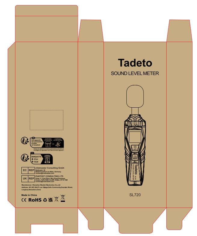 Sound Level Meter, Tadeto Digital Portable Sound Level Meter 30dB to 130dB with LCD Display A/C Weighted for Home Workshops, Green