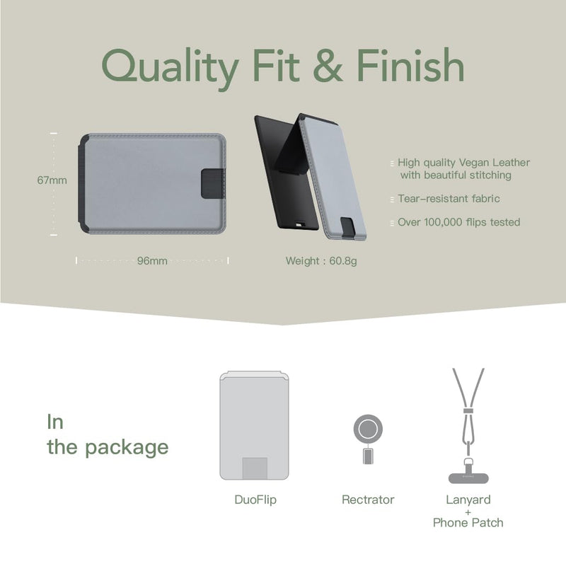 DuoFlip Flippable Magnetic ID Card Holder, MagSafe Phone Wallet with Lanyard, Compatible with MagSafe Phone Cases and iPhone 15/14/13/12, not for iPhone 13/12 mini
