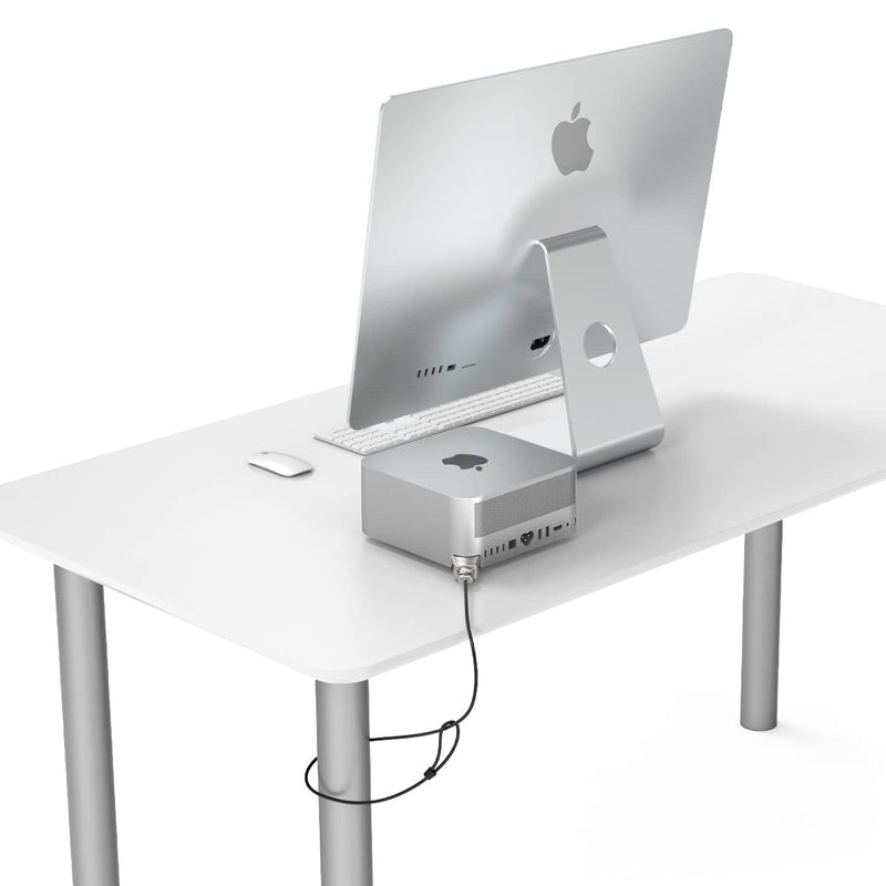 Compulocks Mac Studio Ledge Lock Adapter with Keyed Cable Lock - Secure Your Mac Studio with Durable Silver Locking Solution - Perfect for Home & Office Use