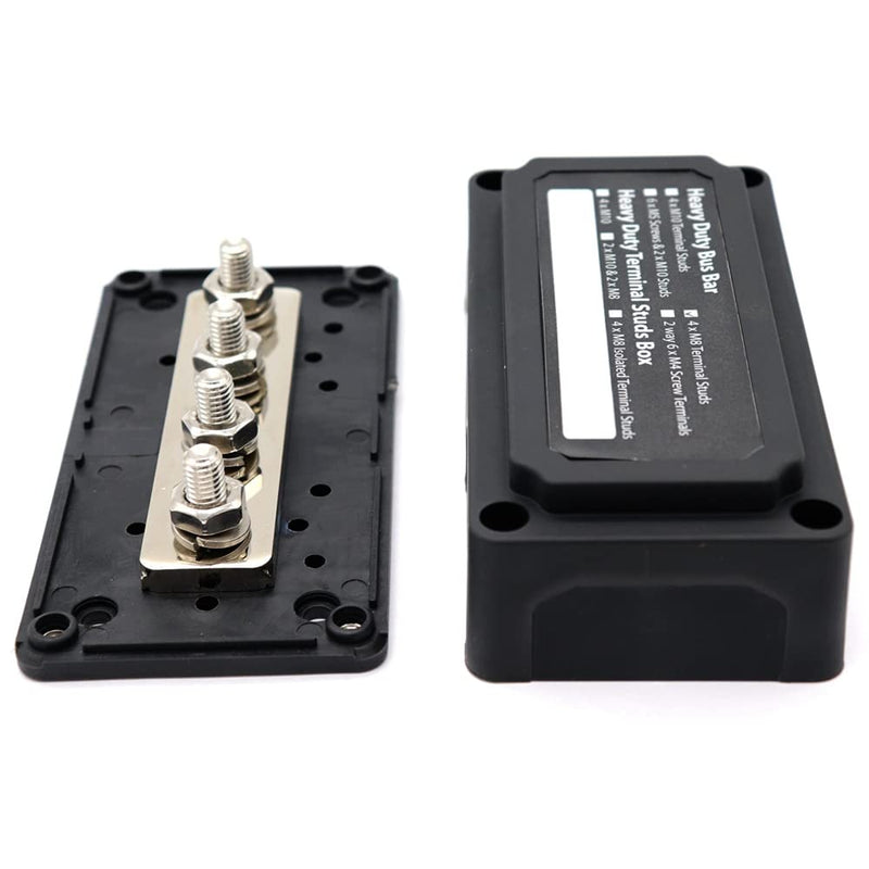 300A Busbar 12 V - 48 V DC Distribution Rail Brass Off-Road Vehicle Mass Distributor Boat Wire Box Camper Busbar Box M10 3/8 Nuts Busbar Black 300A M10(3/8")