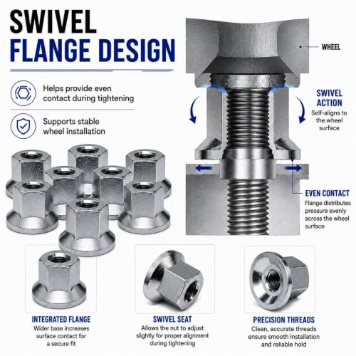 8Pcs Trailer Lug Nut 5/8"-18 Compatible with Swivel Flange Trailer Wheel Studs 5/8 18 Lug Nuts for 7K, 8K, 10K, 12K Axles White