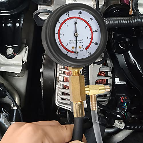 BETOOLL Fuel Pressure Test Kit 0-100PSI with 9.49,7.89,6.30 Fuel Line Fittings Fuel Pressure Tester Kit