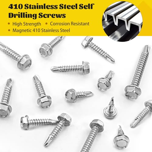 460Pcs #8#10 Hex Washer Head Self Tapping Sheet Metal Screws Kit 460pcs #8#10 Silver