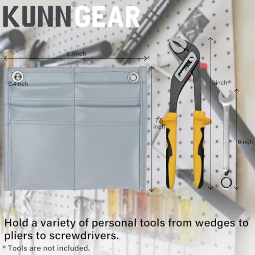 KUNN Firefighter 4-Pocket Tool Pouch Inside Turnout Coat Bunker Pocket Durable Tool Organizer Pocket with 2-Eyelet + Tool Pouch with Belt Clip, Utility Small Tool Organizer with Tape Measure Holder