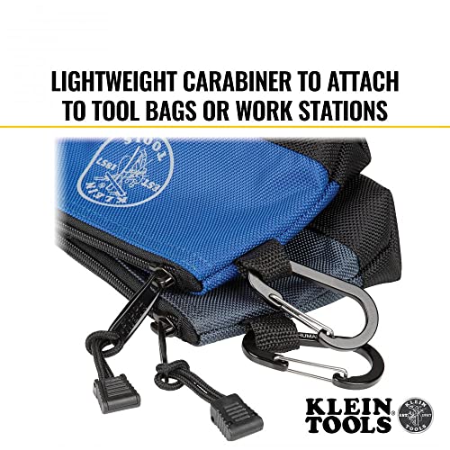 Klein Tools 55559 Stand-Up Zipper Bag Tool Pouch, 2-Pack & 5139 Zipper Bag, Canvas Tool Pouch 12.5 x 7 x 4.25-Inch with Heavy Duty Brass Zipper Close, Natural Tool Pouch + Zipper Bag, Natural