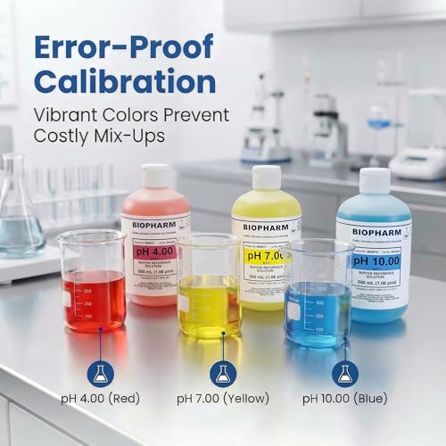 Biopharm pH 4.00, 7.00 & 10.00 Calibration Buffers & ESS, 250mL Ea (4-Pack)