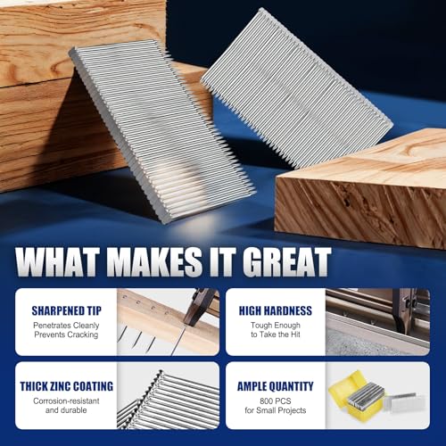 KIMSING 14 Gauge 2-Inch Galvanized Steel Concrete T Nails 800PCS/Box 2" (50 mm)