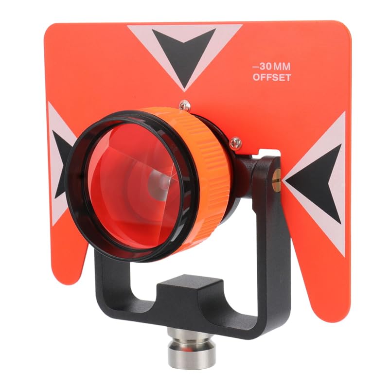 All-Metal Single Tilt Prism 64mm Copper-Coated Surveying Prism, High Precision 5/8" Thread, 0/-30mm Offset Total Stations Prism with Case Soft Bag for Land, Tunnels, Mines, and Roadwork Surveying