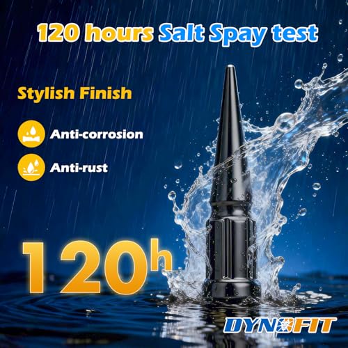 DYNOFIT M12x1.5 Black Spike Lug Nuts with 2 Chrome Socket Key