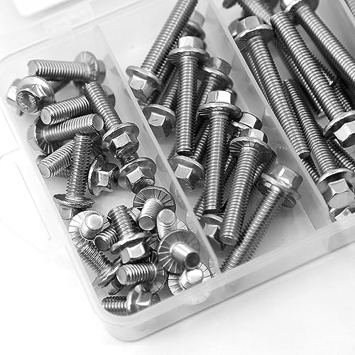 112PCS M6 Stainless Steel 304 Flanged Hex Head Bolts and Nuts kit 10mm 20mm 30mm 40mm 50mm 112PCS M6 Bolts and Nuts Kit