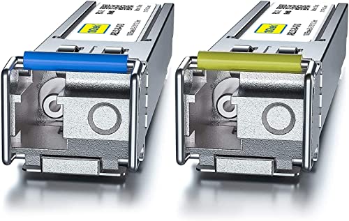 10Gtek One Pair 1Gb SFP Bidi Transceivers 2 km, 1000Base-BIDI Singlemode Simplex LC Module, 1550 nm/1310 nm, DDM, Compatible with Cisco 1000BASE-BX3-U/1000BASE-BX3-D, Ubiquiti UniFi UF-SM-1G-S, Open Switch 6) 1G-Bidi: 2km