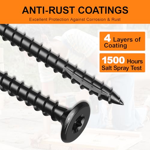 #8 x 1-1/2” Deck Screws, 500Pcs Star Drive Wood Screws