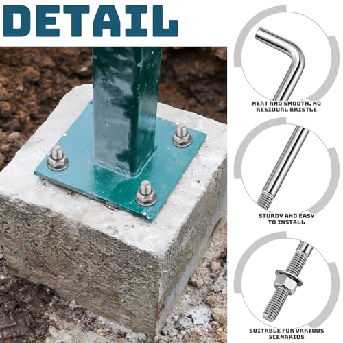 Yaocom 10 Pcs Anchor Bolts 3/8‑16 x 6'' 304 Stainless Steel