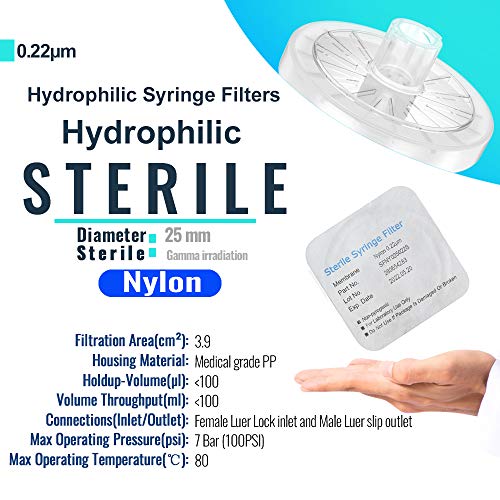 Sterile Syringe Filter Nylon 25 mm Diameter 0.22 um Pores Individually Packed 10/Pk by biomed Scientific