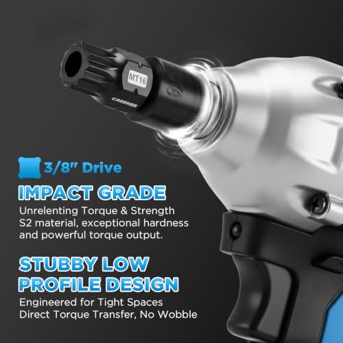 20-Piece 3/8" Drive Outside Hex Nano Impact Bit Socket Set, Master Hex, Torx & Triple Square, S2 Steel, Stubby Design for Tight Spaces