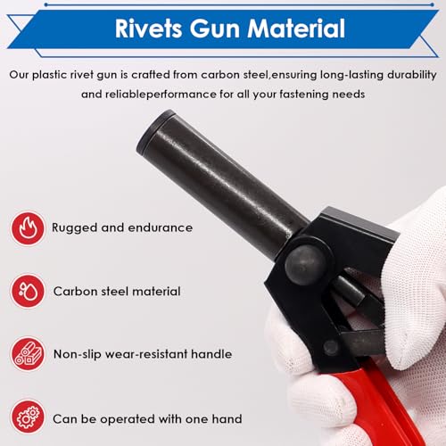 smseace 42Pcs Plastic Rivet Gun Kit, Including 40Pcs 4-Sizes Plastic Pop Rivets,1Pcs Plastic Rivet Removal Tool,1pcs Plastic Rivet Tool for The Home or Automotive interiors