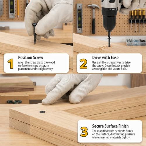 BCP Fasteners #8 x 1 Black Modified Truss Head Wood Screws, 500 Pack