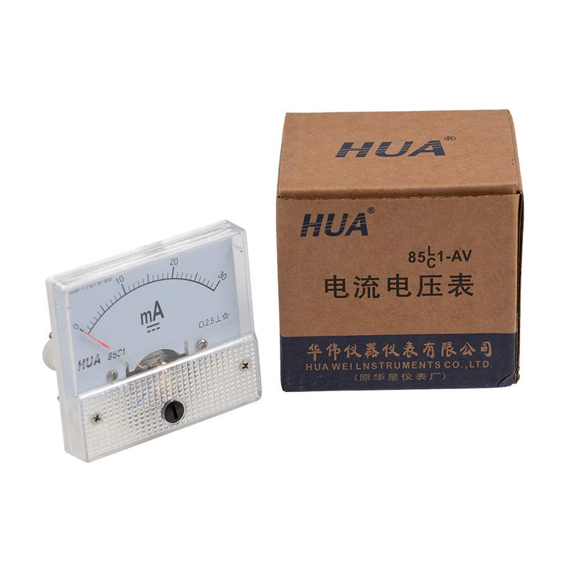 Cloudray Ammeter Gauge DC 0-30mA Analog Current Panel 85C1 2.5 Accuracy for Auto Circuit Measurement Tester (DC 30mA)