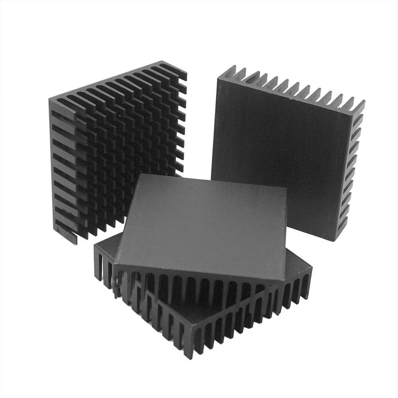 Tuloka Heat Sink with Thermal Conductive 4pcs Heatsink Aluminum Heat Sink Cooler Fin Heat Sink for High Power LED Amplifier Transistor, L40mm x W40mm x H11mm