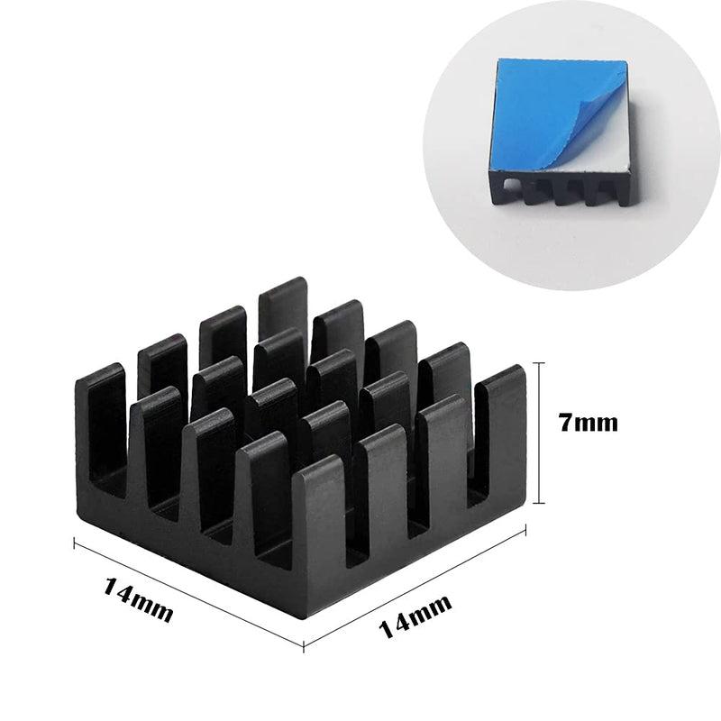CTRICALVER Aluminum Heat Sink, Black Heat Sink Thermal Adhesive Pad Cooler, for 3D Printer (20pcs) Black*20 Pcs