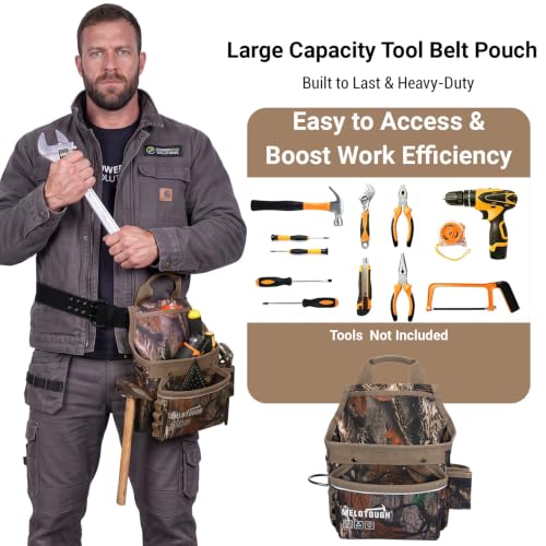 MELOTOUGH Tool Pouch with Belt Hammer Holder Small Nails Screws Pouch Tool Pouch with Hammer Loop