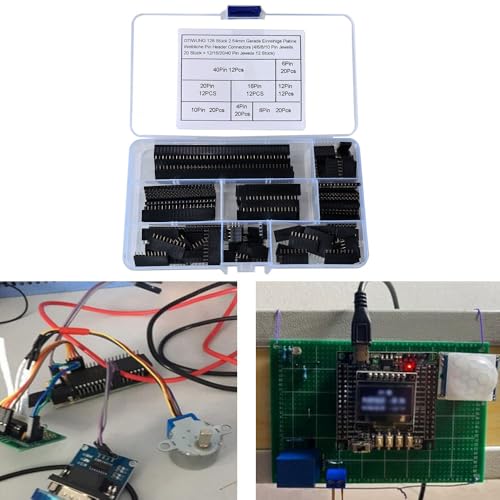 GTIWUNG Pack of 128 2.54 mm Straight Single Row Board Female Stackable Socket Strip Pin Header Connectors (4/6/8/10 Pin Each 22 Pieces + 12/16/20/40 Pin 10 Pieces)