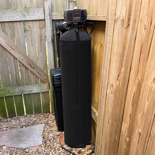 10x44 Inch Water Softener Tank Jacket - Insulated 3.5mm Neoprene Slip Sleeve to Prevent Sweating, Heavy-Duty Outdoor Water Softener Cover,Black Black 10''D x 44''H