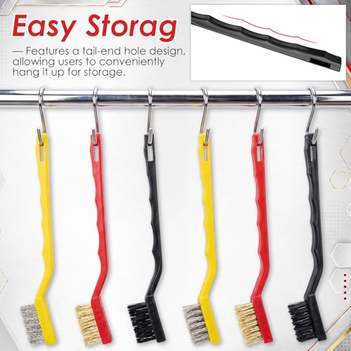 Reallnaive 150 Pcs Mini Wire Brush Set 7" Stainless Steel Nylon Brass Brush