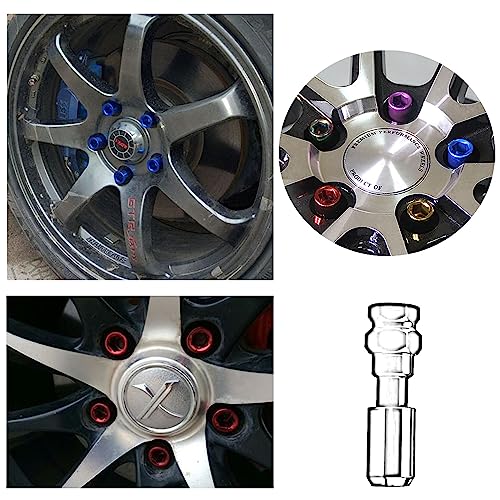 M12x1.25 Lug Nuts - Replacement for Infiniti Nissan Subaru Suzuki and More Aftermarket Wheel - 20pcs 32mm Inner Hex Open End Steel Wheel Nuts (Red) Red