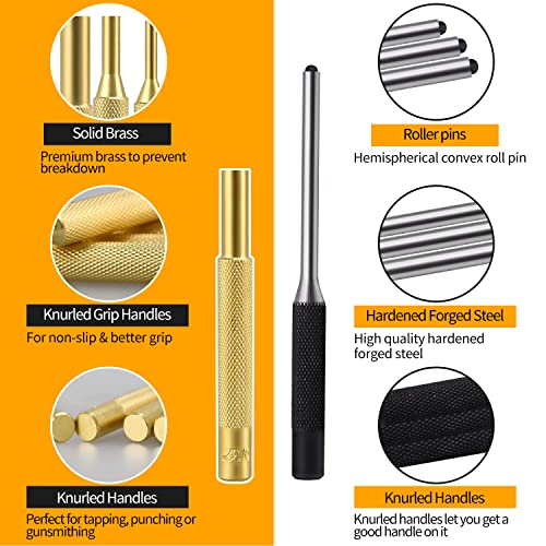 22pcs Pin Punch Set, Including Universal Block, Brass Pin Punches Brass Pin Punches + Block