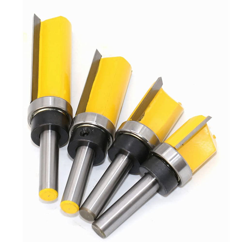 ASNOMY 4pcs flush cutter with 8 mm shaft, copy router, groove cutter, rod cutter, made of steel, wood cutter, professional cutter, woodworking cutting tool, wood cutter router bit
