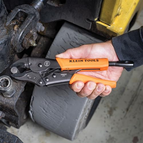 Klein Tools 38660 Locking Pliers Set, 7-Inch and 10-Inch Curved Jaw Pliers, Quick Release Handles, High Torque and Gripping Power, 2-Piece 7-Inch, 10-Inch Set