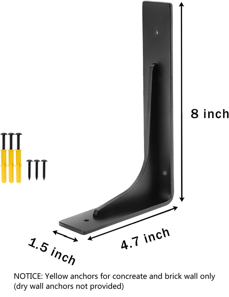 8" x 4.7 "Shelf Bracket ,L Shelf Brackets,max Load 300lbs, Premium Alloy Metal Heavy Duty Shelf Bracket, high Strength Mounting Hardware Included, countertop Support, Pack of 4. (8 INCH x 4.7INCH) 8 INCH x 4.7 INCH (L Beam)