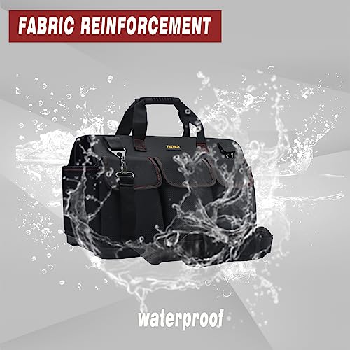 FASTECH 20-inch Heavy Duty Bottom Tools Bag with Wide Mouth for Tool Storage, Carrier and Organizer, Tool Bag for Men, Wide Mouth Tool Bags with Inside Pockets (20 Inch) 20IN BOTTOM