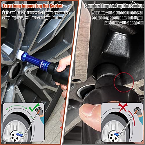1/2" Drive Lug Nut Socket Set 17 19 21mm Thin Wall Impact XL 3Pc (17,19,21mm)
