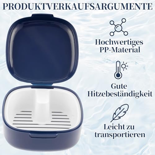 2 Piece Denture Box, Denture Box with Sieve, Portable Dentures Bath Box