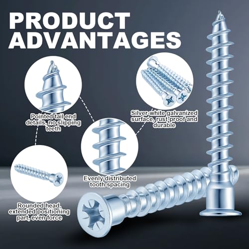 Blulu 200 Pcs 7 mm x 50 mm Confirmat Screws, Flat Head, Pointed Tail