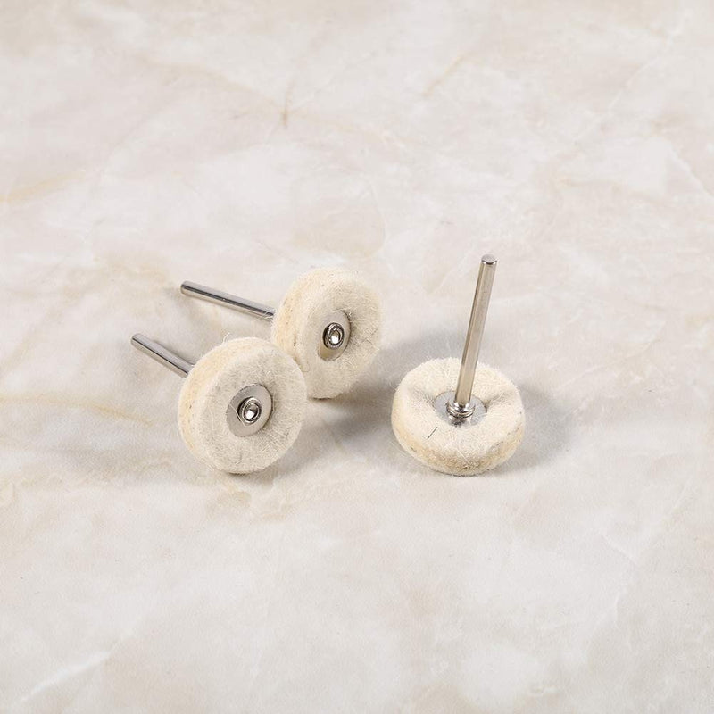 KIMISS Gold Buff Dremel Cotton Polishing Disc Wool Pack of 10 25mm Wool Felt Polishing Drill Grinding Disc Brushes with Handle for Rotary Tool