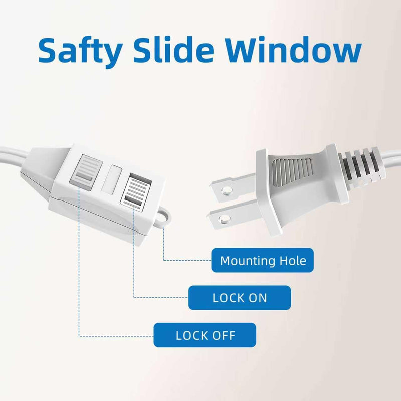 TiFFCOFiO Indoor Extension Cord, 2 Prong 25 Feet Extension Cord, 3 Polarized Outlets with Safety Slide Windows,13A/1625W, 16 AWG, 2 Packs (25FT 2 Pack) 25FT 2 Packs