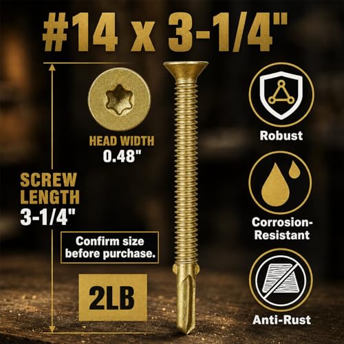 Yaocom 63 Pcs #14x3-1/4-2lbs Trailer Deck Screws Self Tapping #14 x 3-1/4"-2lbs