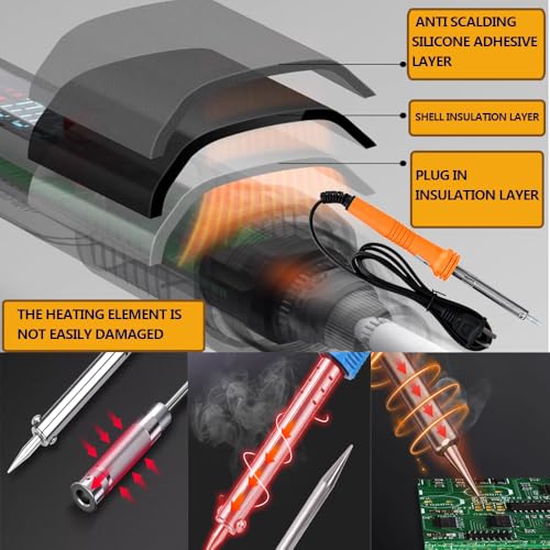 LEATBUY Network Crimp Tool Kit for RJ45/RJ11/RJ12/CAT5/CAT6/Cat5e/8P, Professional Crimper Connector Stripper Cutter, Computer Maintenance Lan Cable Pliers Tester Soldering Iron Set(Orange) Orange