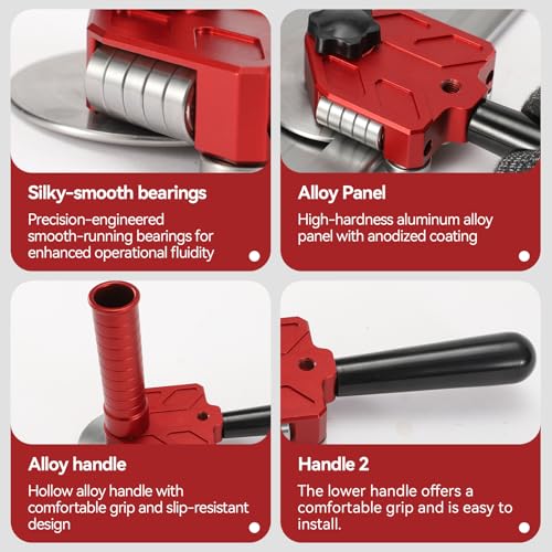 Sheet Metal Bender One Station Disc,90°-180° Bending Angle Sheet Metal Roller,Bending Capacity:Makes 0.59" - 1.18" Curved,Configure Rotary Ergonomic Handle Red