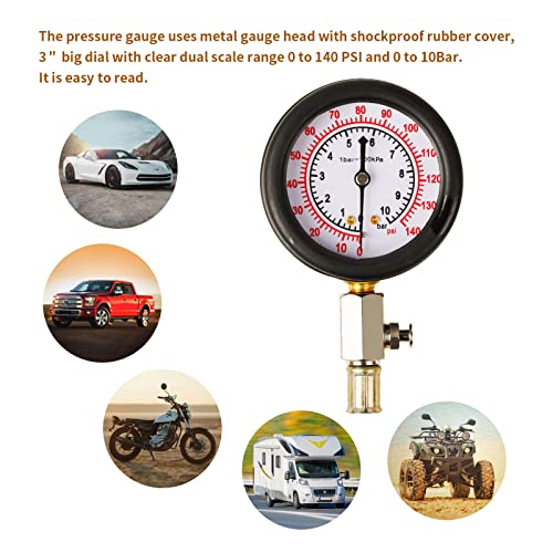 Oil Pressure Tester Tool, Oil Pressure Gauge kit, 0-140 PSI PressureTestDiagnostic Tools, Engine Oil Pressure Tester Tool kit, for car Truck red-1