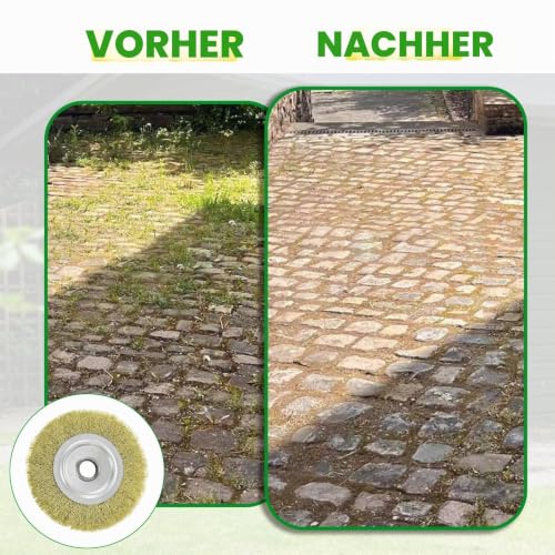 4-Piece Grout Brush Set, Wire Brush for Gloria Multibrush and Weedbrush | Diameter 10 cm, garden weed brush accessories for floor cleaning, moss, dirt and weeds in joints