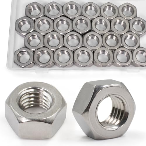 ZQZ 130 Pack 1/4"-20 Hex Nuts + ZQZ 25 Pack 1/2"-13 Hex Nuts, 304 (A2-70) Stainless Steel Hardware Nuts, Standard Inch Coarse Thread Nuts