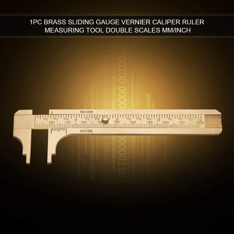 FTVOGUE Vernier Caliper Brass Caliper Ruler Measuring Tool Mini Pocket Ruler Double Scales mm / Inch (100 mm)